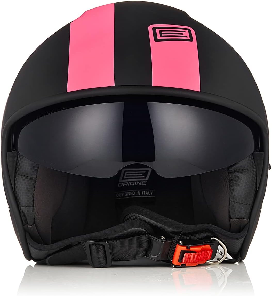 Casque Moto Jet Casque Scooter Ouvert avec Visière Homologué ECE BASIC FLUO FUXIA BLACK M