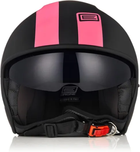 Casque Moto Jet Casque Scooter Ouvert avec Visière Homologué ECE BASIC FLUO FUXIA BLACK M