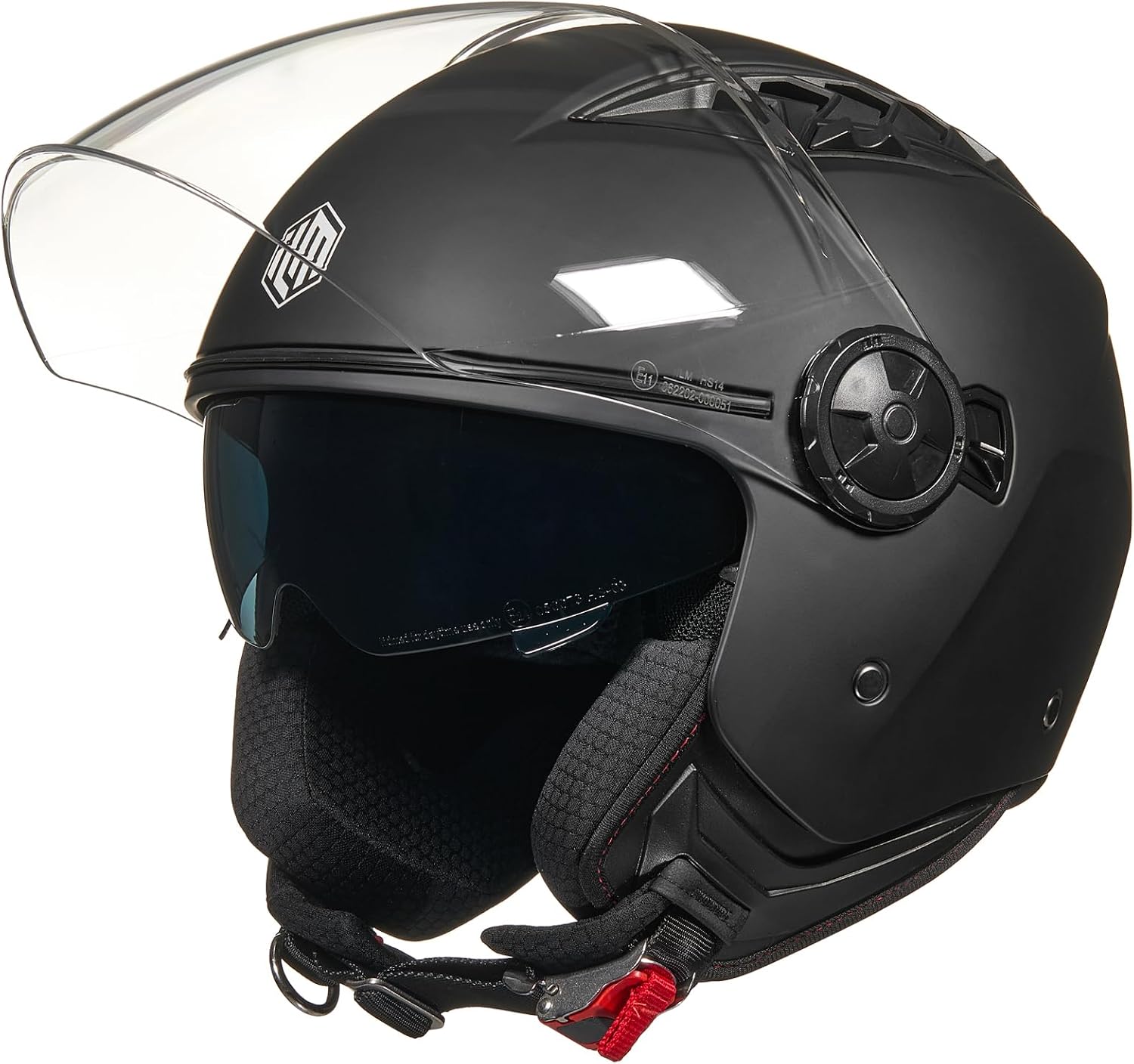 Casque Moto Homme Femme Homologué ECE 22.06 Ouvert Vintage Retro 3/4 avec Double Visière pour Adulte Scooter Cruiser Moto Modèle HS399 Noir Mat M