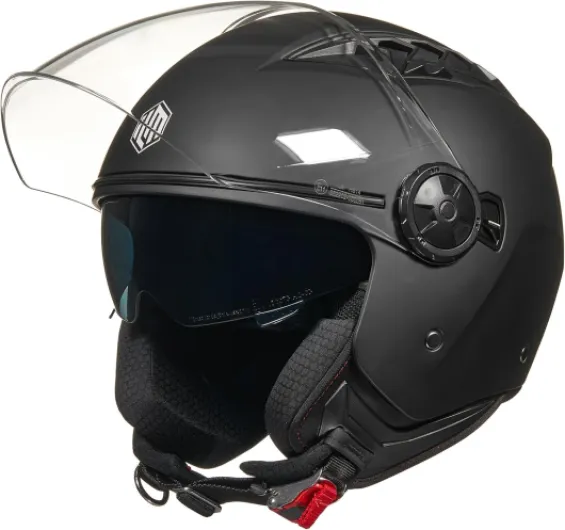 Casque Moto Homme Femme Homologué ECE 22.06 Ouvert Vintage Retro 3/4 avec Double Visière pour Adulte Scooter Cruiser Moto Modèle HS399 Noir Mat M