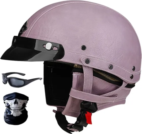 Casques Jet Casques Bols Demi Vintage, Casque De Visage Exposé Vintage De Style Allemand, Casque Demi - Casque De Scooter électrique, Approuvé par ECE L(58~59CM) C