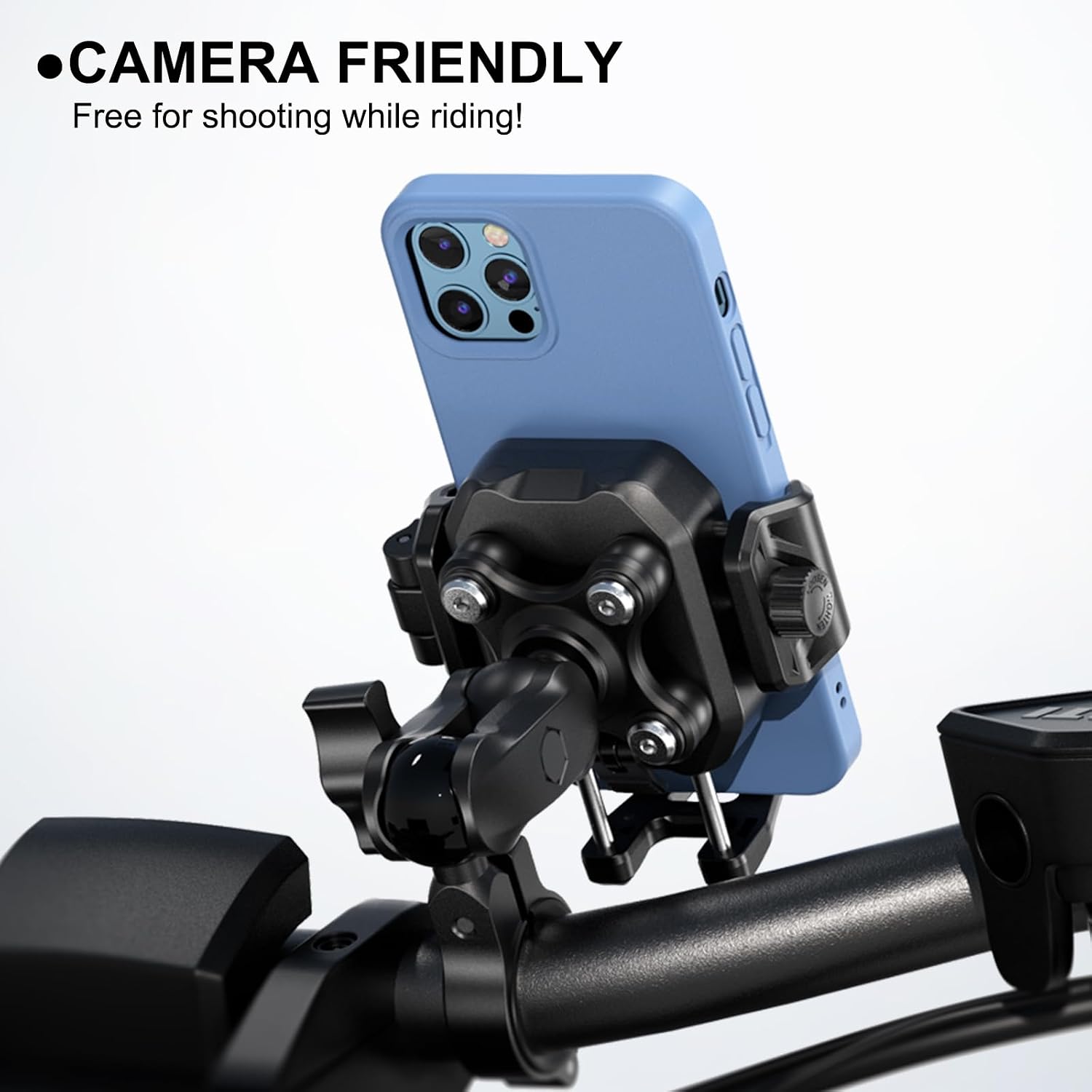 Support de Téléphone Anti-Vibration pour Moto et Vélo avec Amortisseurs et Design Antivol, Support de Téléphone Boule de 1" Convient pour Les Téléphones de 5,2 à 7,2" Jusqu'à 15mm Support anti-vibration pour téléphone