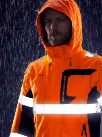 Constructor HiViz Veste imperméable - veste de signalisation imperméable avec bandes réfléchissantes et capuche - Normes EN ISO 20471 et EN 343 - S à 4XL XXL Orange