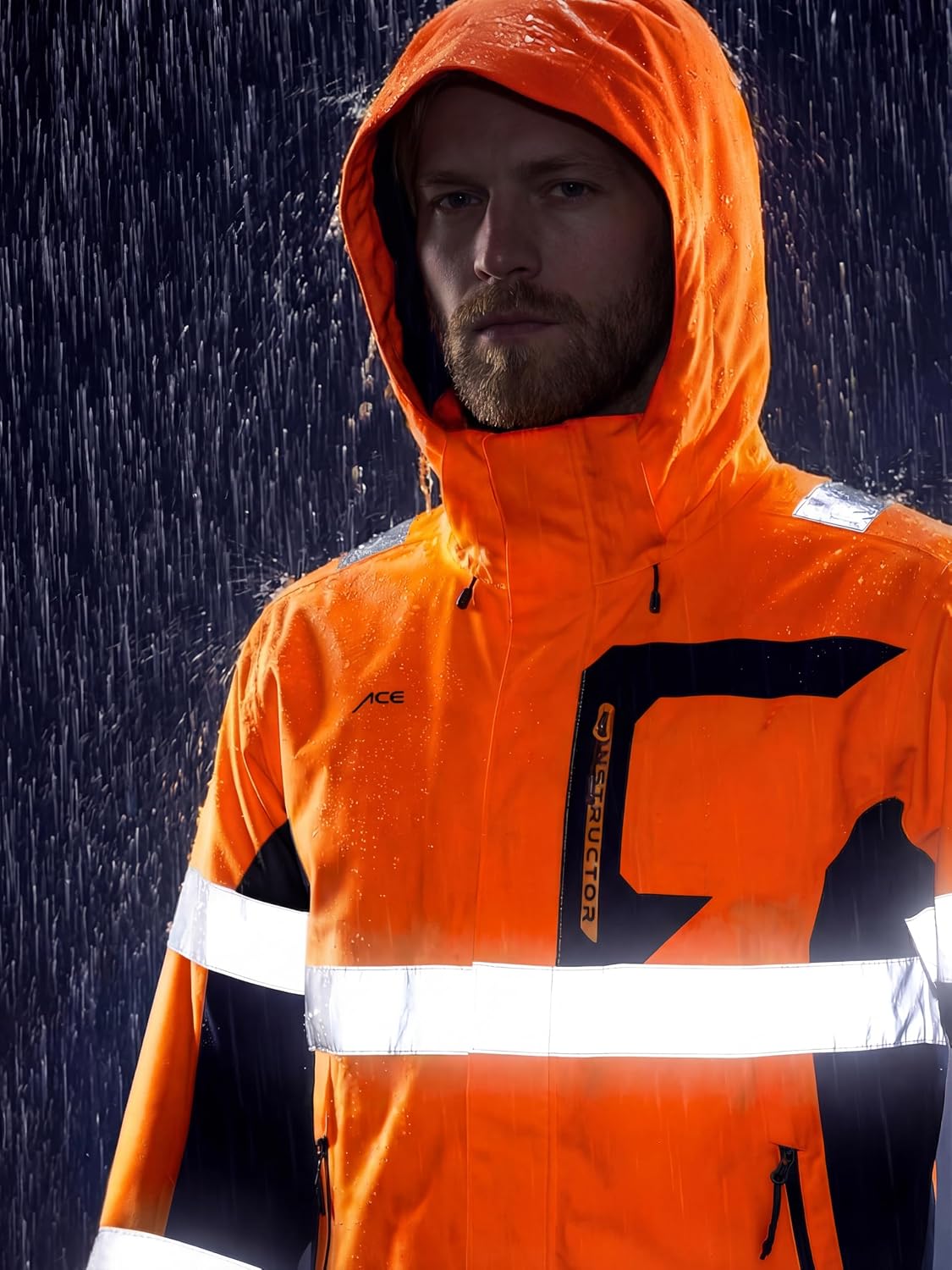 Constructor HiViz Veste imperméable - veste de signalisation imperméable avec bandes réfléchissantes et capuche - Normes EN ISO 20471 et EN 343 - S à 4XL M Orange