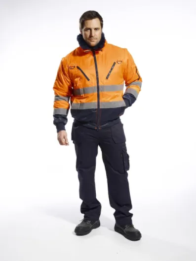 Blouson pilote 3 en 1 haute visibilité M Orange/Marine