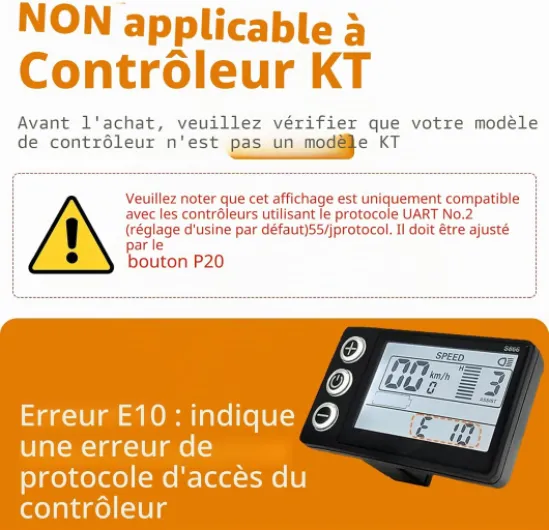 Vélo électrique S866 écran LCD, Compteur d'affichage de vélo électrique 5 Broches et connecteur étanche, d'ordinateur de vélo 24V 36V 48V de Vitesse odomètre Panneau de Commande pour Scooter/VTT