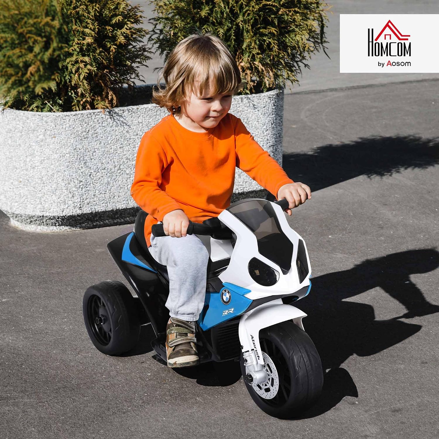 Moto Électrique Enfants sous Licence BMW S1000 RR 3 Roues 6V Bleu - 2,5 Km/h, Voiture Électrique Enfants, Effets Lumineux et Sonores, Charge Max - 20 Kg