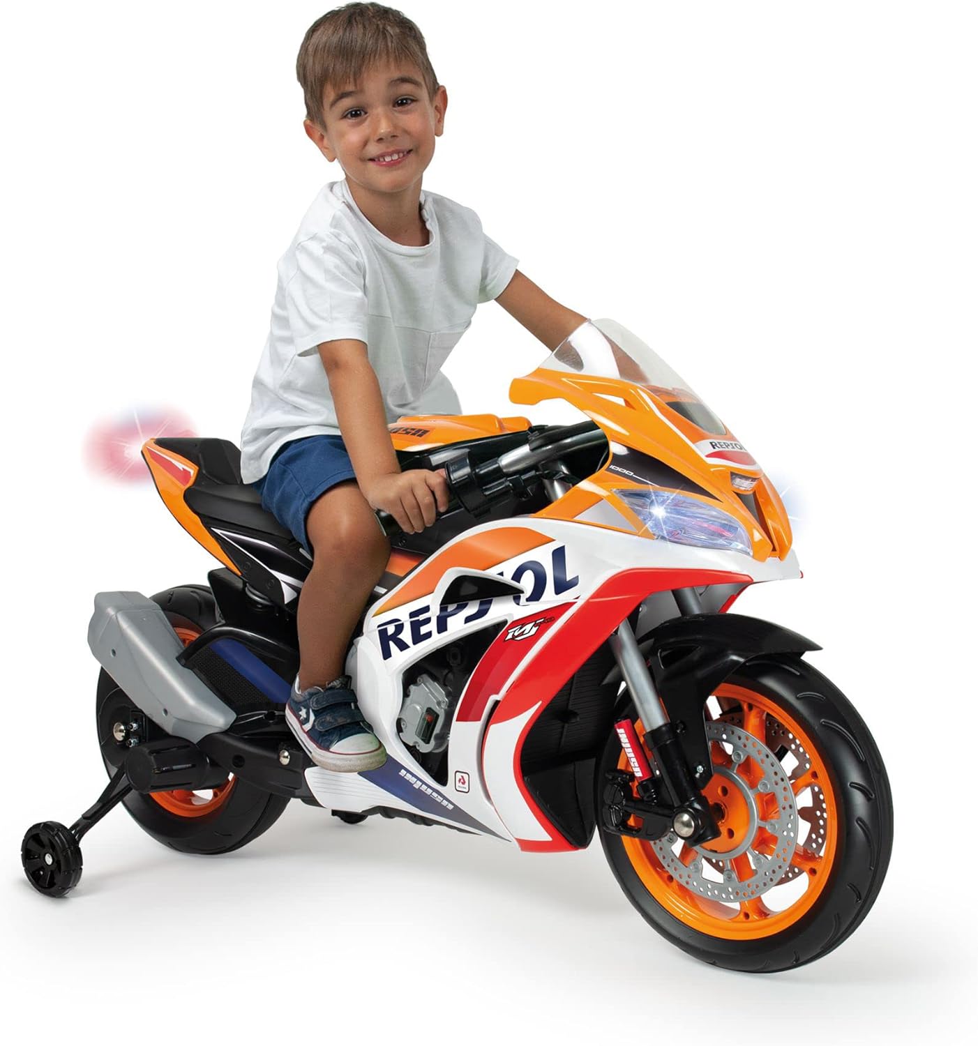 Moto Électrique pour Enfants 3-6 Ans Racing Repsol 12V - Moto à Batterie pour Enfants avec Roues de Soutien - Lumières et Sons - Licence de Marque Repsol - INJUSA