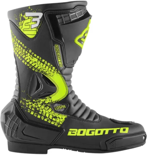 Losail Evo Bottes de moto, noir/jaune fluo, 48 48 EU Étroit Noir Jaune Fluo