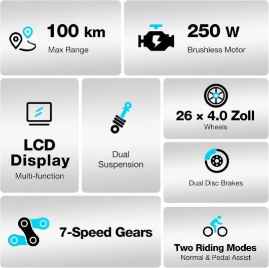 Velo Electrique Homme et Femme, VTT Electrique Adulte, avec Batterie au Lithium Amovible 36V12Ah, Ville E-Bike avec 7 Vitesses, Moteur 250W,Autonomie 35-90 km Noir