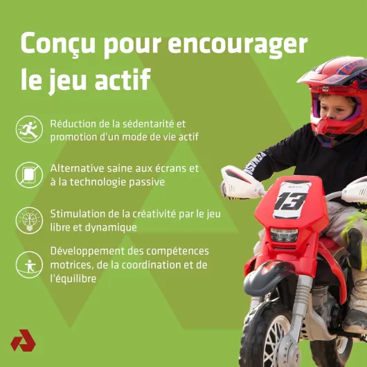 Moto Électrique Enfant 12V Kawasaki Officielle avec Batterie Pédale Accélérateur Frein Électrique Roues Stabilisatrices 6 km/h pour Garçon Fille 3 à 6 Ans INJUSA Kawasaki KX85 12V