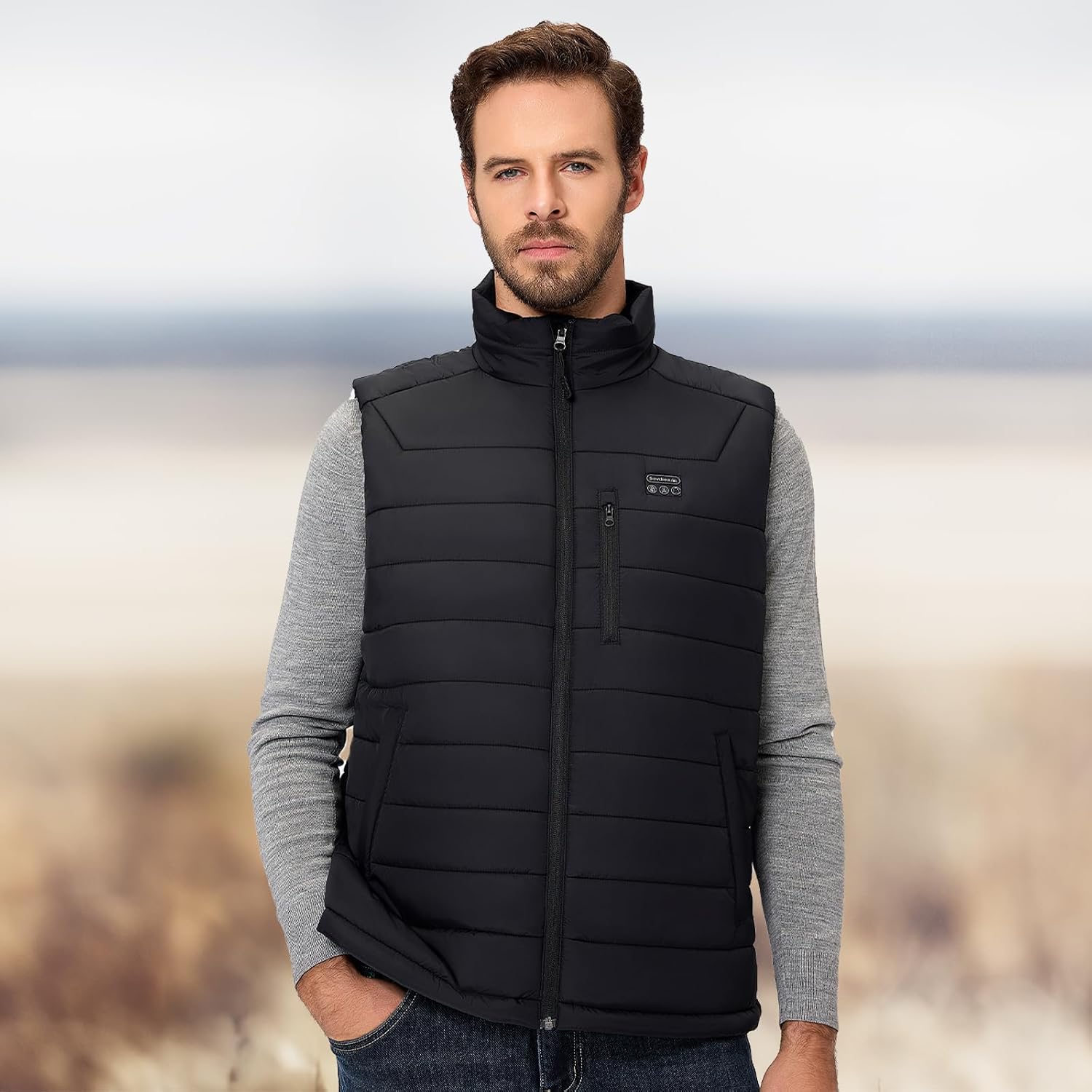 Gilet Chauffant Homme avec 16000mAh 7,4V Batterie Incluse, Veste Chauffante Homme avec 9 Zones de Chauffage, Gilet Chauffant Electrique pour Moto