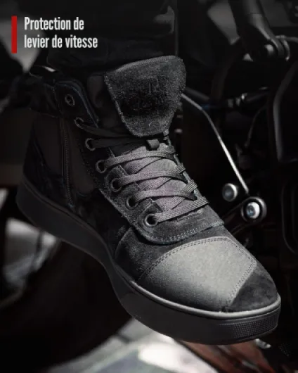 Chaussure Moto Homme Femme Conforme CE Bottes Moto - Semelles épaisses Antidérapantes,Imperméables Respirantes avec Soutien la ChevilleFermetures à Glissière Latérales 43 EU Noir